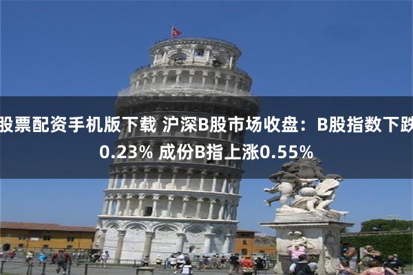 股票配资手机版下载 沪深B股市场收盘：B股指数下跌0.23% 成份B指上涨0.55%